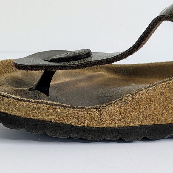 Birkenstock Sandals Gizeh Womens EU 37 Brown Metallic Slip On Thong Cork Leather - Picture 11 of 14